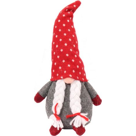 Statuetta di un nano con cappello rosso e trecce, 25 cm (1/3)