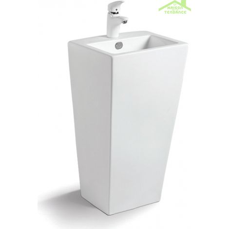 Lavabo totem rectangulaire MARAIS 83x44x38 cm en céramique (1/3)