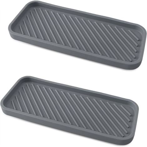 Set mit 2 dicken Silikon-Schwammhaltern für Küchen- und Badezimmerspülen, Seifenspender, Spülbürste, grau