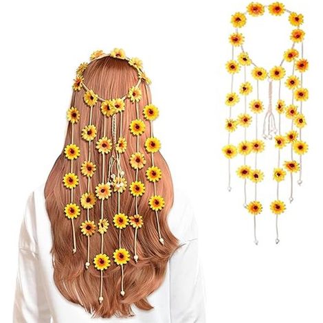 Diadema de girasoles, accesorio para el cabello con forma de girasol, diadema de estilo bohemio, ideal para la playa, fiestas y bodas.