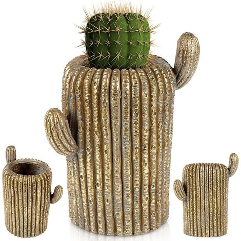 Vaso per piante di cactus dorato, copertura per piante, fiori, erbe aromatiche, vaso per fiori (1/5)