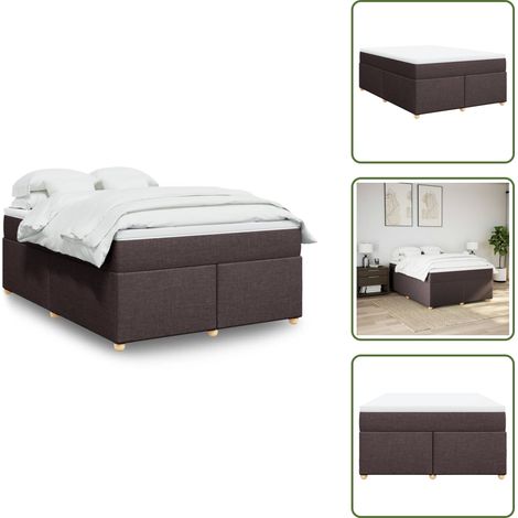 Letto con doghe - vidaXL Giroletto a Molle con Materasso Marrone Scuro 160x200cm Tessuto - Letto con piedi in legno
