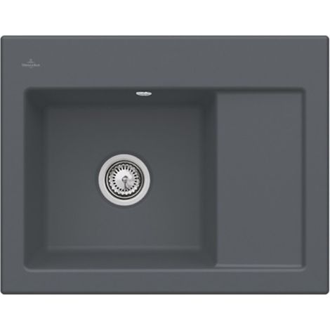 VILLEROY ET BOCH Subway 45 Fregadero compacto de 1 seno 65 x 51 cm con desagüe derecho Grafito CeramicPlus