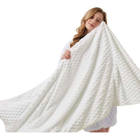 Bardusch - Serviette de plage - Polaire corail - 70x140cm - Douce et absorbante - Séchage rapide - Blanc (1/4)