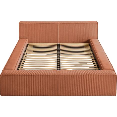 NOTO - Lit coffre petit velours côtelé 160x200cm Terracotta (1/5)