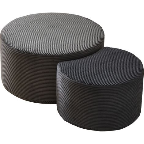 Table basse ronde en mousse, lot de 2 pièces pour salon, ottoman et table d'appoint moderne (1/5)