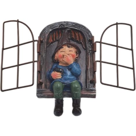 Sculpture de nain de jardin, 3D résine Statue Ornements d'arbre, décoration de Statue Miniature. Accessoires de Jardinage de Statue de Figure Mignonne pour intérieur et extérieur,14.5 cm de haut