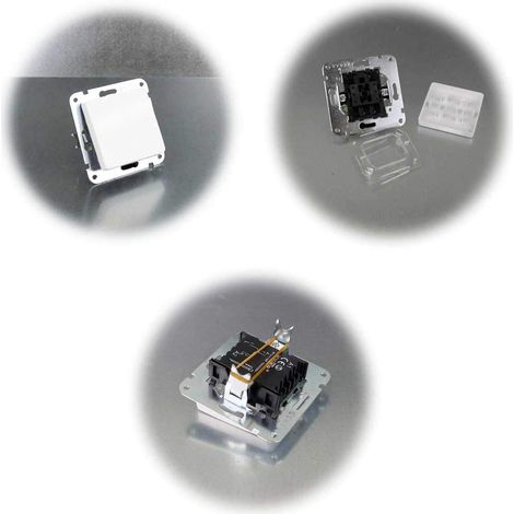 Delphi Prise double avec interrupteur Blanc 230 V Prise avec contact de protection et interrupteur va-et-vient Cadre confortable Connexion à pince