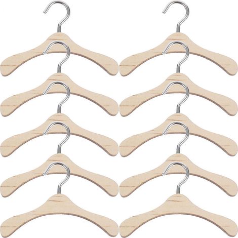 Lot de 10 cintres en bois pour poupées BJD, cintres pour vêtements de poupées, cintres pour accessoires de poupées (7,5 cm)-7.50X1.25X0.63CM-Brown