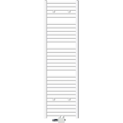 ECD Germany Radiador de baño conexión central 500 x 1800 mm blanco recto con termostato y juego de conexión esquina universal y forma recta radiador calefacción calentador toallas secador toallas