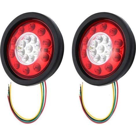 Rücklicht für Anhänger, Bremslichter, Kugelleuchte, gelb und rot, schwarzer Kunststoff, LKW, Anhänger, 19 LEDs, 10–30 V (2er-Set), (1/4)