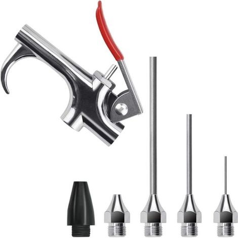 Druckluftpistolen-Set mit 5 austauschbaren Düsen, Druckluftpistole aus Zinklegierung, Druckluftkompressor-Ausblaspistolen-Set für Standard-1/4-Zoll-NPT-Kompressoren (1/5)