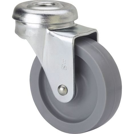 Schwenkrad mit Loch und glatter Achse, grau, max. Belastung 22 kg, ø 4 cm