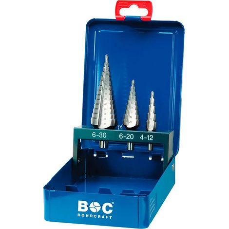 Punte a gradini Bohrcraft set 3 pezzi precisione multi-taglie