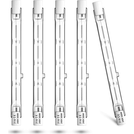 R7s 300W Ampoule Halogène 118mm - Linear Halogen Floodlight Warm White 2800K, pour lampes de sécurité, éclairage paysager, Pack of 5