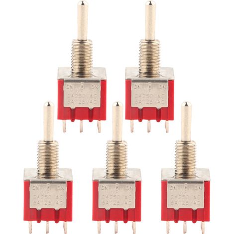 Lot de 5 mini-interrupteurs à bascule MTS-303, 3PDT, 9 broches, 3 positions (Marche/Arrêt/Marche). (1/5)