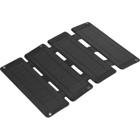Chargeur solaire pliable 14 W, double sortie USB, rendement de conversion 0-2,5 A, pour extérieur, 5 V, noir (1/5)