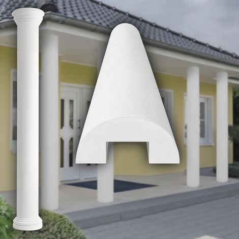 Säulen und Halbsäulen Fassade rund Set Auswahl 405mm LC103: Halbrund, Schaft glatt