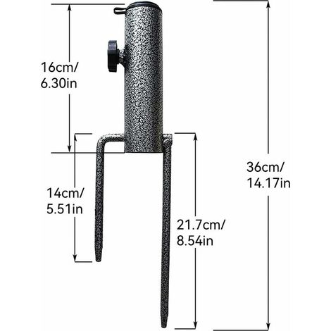 Pied de Parasol, 2 Pièces Ancrage Parasol Ancrage Support de Parasol, Élastique Réglable Pied Parasol, Multi-Applications Métal Pied Parasol pour Plage de Sable ou Sol (1/4)