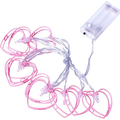 10 LED-Lichterketten in Herzform, 1,65 m, batteriebetrieben, warmweiß, ideal zum Dekorieren eines Schlafzimmers, einer Party, einer Hochzeit, eines Festivals oder eines Baumes. (1/5)