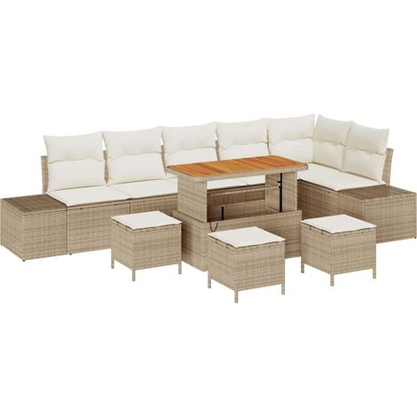 Maison Exclusive - Gartensofa-set mit Kissen mit Speicher 10 pcs