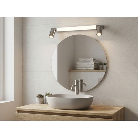 LED Bad Spiegelleuchte ENRICO mit Schalter und 2 Strahlern Chrom, Breite 60cm (1/5)