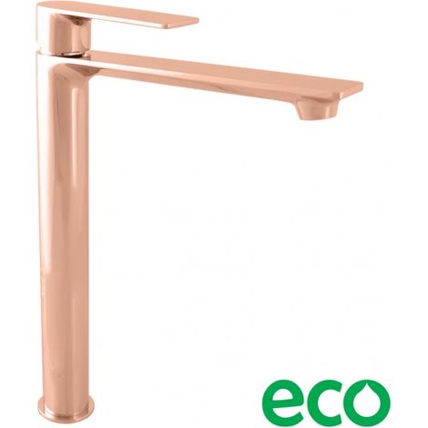 Mitigeur lavabo haut NIL en laiton rose gold poli sans siphon H. 26,1 cm (1/2)