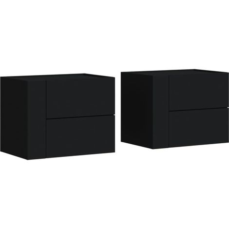Maison Exclusive - Mesitas de noche de pared 2 unidades negra 45x