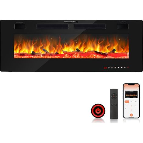 Wolketon 1500W caminetto elettrico camera termostato nero riscaldamento potenza ventilatore con simulazione di fiamma LED (1/5)