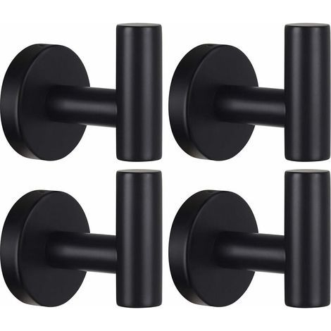 Wall Mounted Towel Rack Punch Coat Rack Bathroom Coat Hook Matte Black Stainless Steel SUS 304 (1/5)