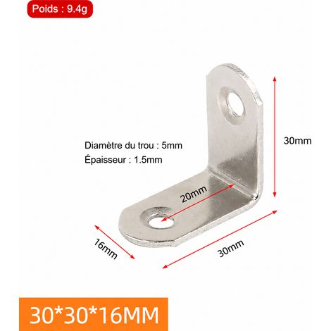 Équerre de fixation en L 30 × 30 × 16 mm avec 4 vis inox 30 4 acier inoxydable 13 g – Livraison gratuite