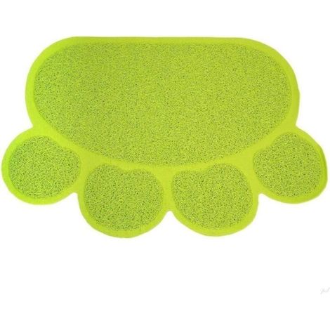 Tappetino per lettiera per gatti, tappetino per la pulizia di ciotole per cibo e bevande 30 x 40 cm (verde) (1/5)
