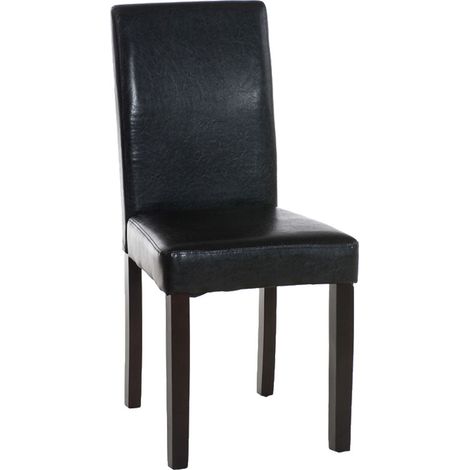 Sedia per sala da pranzo x1 design moderno in PVC nero e gambe in legno marrone 100002015
