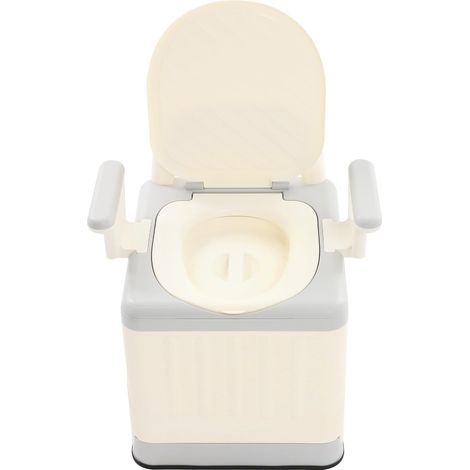 Toilettes portables pliables avec couvercle, 39,5 x 41 x 56 cm, charge maximale 150 kg, toilettes de camping avec dossier et accoudoirs amovibles, toilettes mobiles