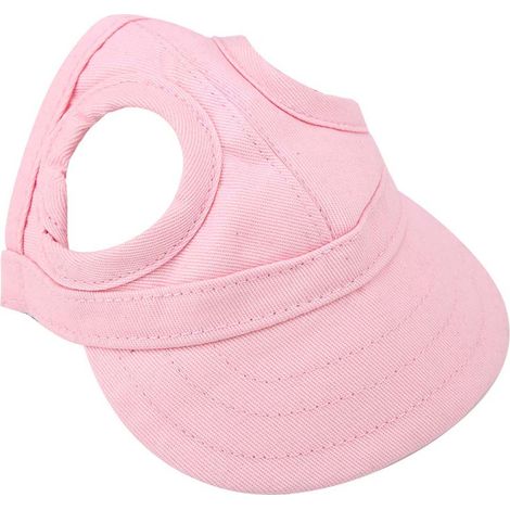 Sunbonnet Haustier-Baseballkappe für Hunde und Katzen, verstellbare, gestreifte Sommer-Reise-Sportmütze (Pink, Klein)