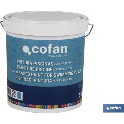 COFAN pintura piscinas acrilica al agua (azul 5 kg) , Pintura al agua para piscinas fabricada en base de resinas acrílicas de alta calidad que proporcionan una mayor resistencia y