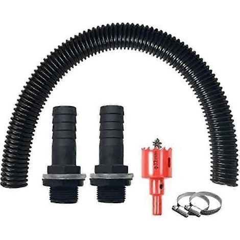 Kit de raccordement pour récupérateur d'eau de pluie 2026 (1,25 pouce), tuyau de raccordement de 50 cm et 2 raccords de tuyau de 25 mm. (1/5)