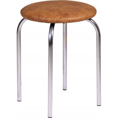 Taburete de cocina metálico de cuero ecológico color nogal Furnitex (1/3)