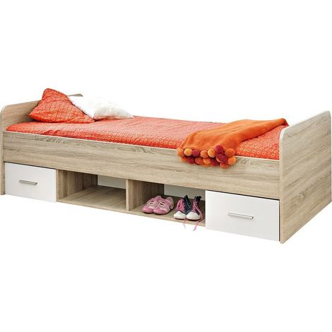 Kinderbett 90x200 aus der DENVER Kollektion. Farbe Eiche und Weiß. Schubladen inklusive (1/4)