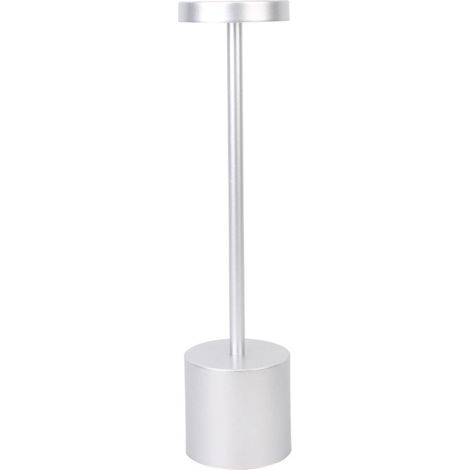 Ortviai Lampe de bureau en forme de I, LED rechargeable tactile avec 3 températures de lumière et gradation continue, argent (1/5)