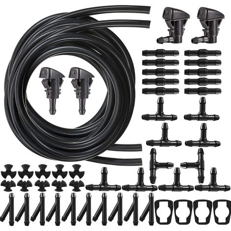 Wiper Hose Kit, 2 Pcs 3 Metres Universal Washer Liquid Hose with 30 Pcs Hose Connector (1/5)