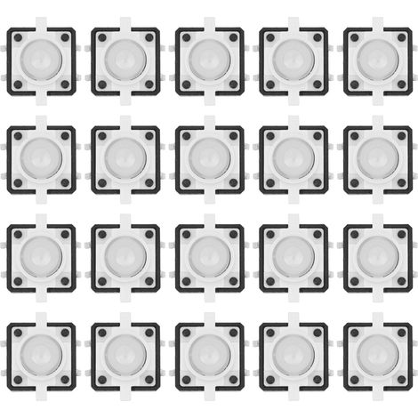 20 interrupteurs tactiles LED blancs 12x12x7.3mm bouton poussoir momentané pour projets électroniques (1/5)