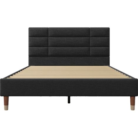 Letto imbottito, stile moderno, struttura robusta, nero, 140x200cm-a (1/2)
