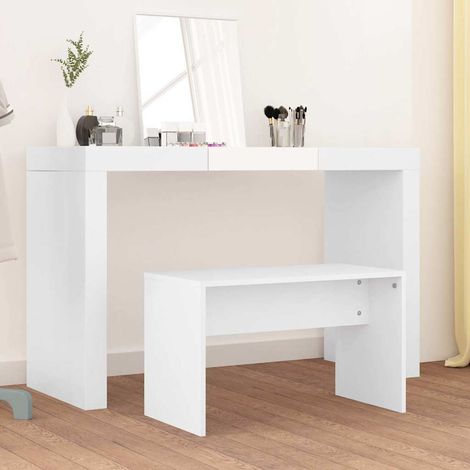 Tabouret de coiffeuse blanc en bois d’ingénierie 70 x 35 x 45 cm - PANGIVO (1/5)