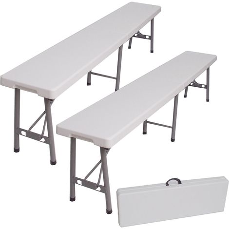 2x Bierzeltbank für 4 Personen Kunstoff weiß 180 cm klappbar Klappbank Partybank (1/5)