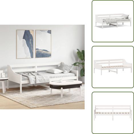 The Living Store Lit de jour sans matelas blanc 80x200 cm bois de pin massif - Lit De Jour - Canapé-lit - Lit Invité - Lit Bois - Lit Blanc (1/5)