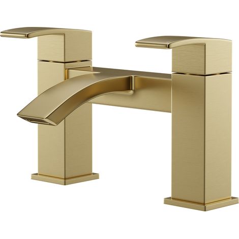 Colore Square Brushed Brass Bath Filler Tap (1/5)