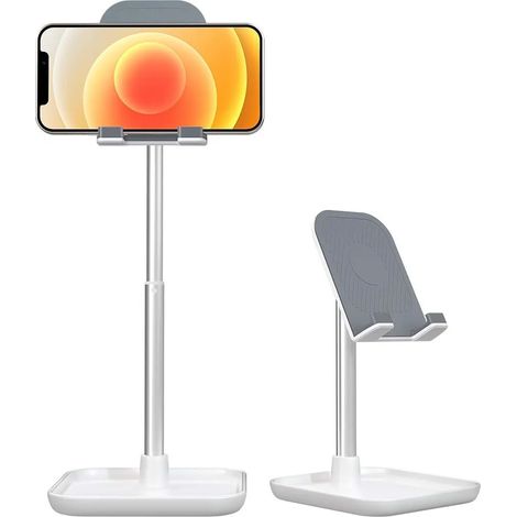 Soporte para teléfono móvil, soporte para teléfono móvil de escritorio ajustable, soporte para tableta de aluminio ajustable en altura y ángulo compatible con teléfonos inteligentes (1/4)