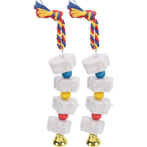 Lot de 2 jouets à mâcher pour oiseaux : pierre à aiguiser pour bec de perroquets, hamsters et autres rongeurs (1/5)