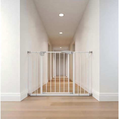 Ausziehbares Sicherheitsgitter 75-115 cm, 76 cm, weiß, ohne Bohren, OKMYHOME (1/5)